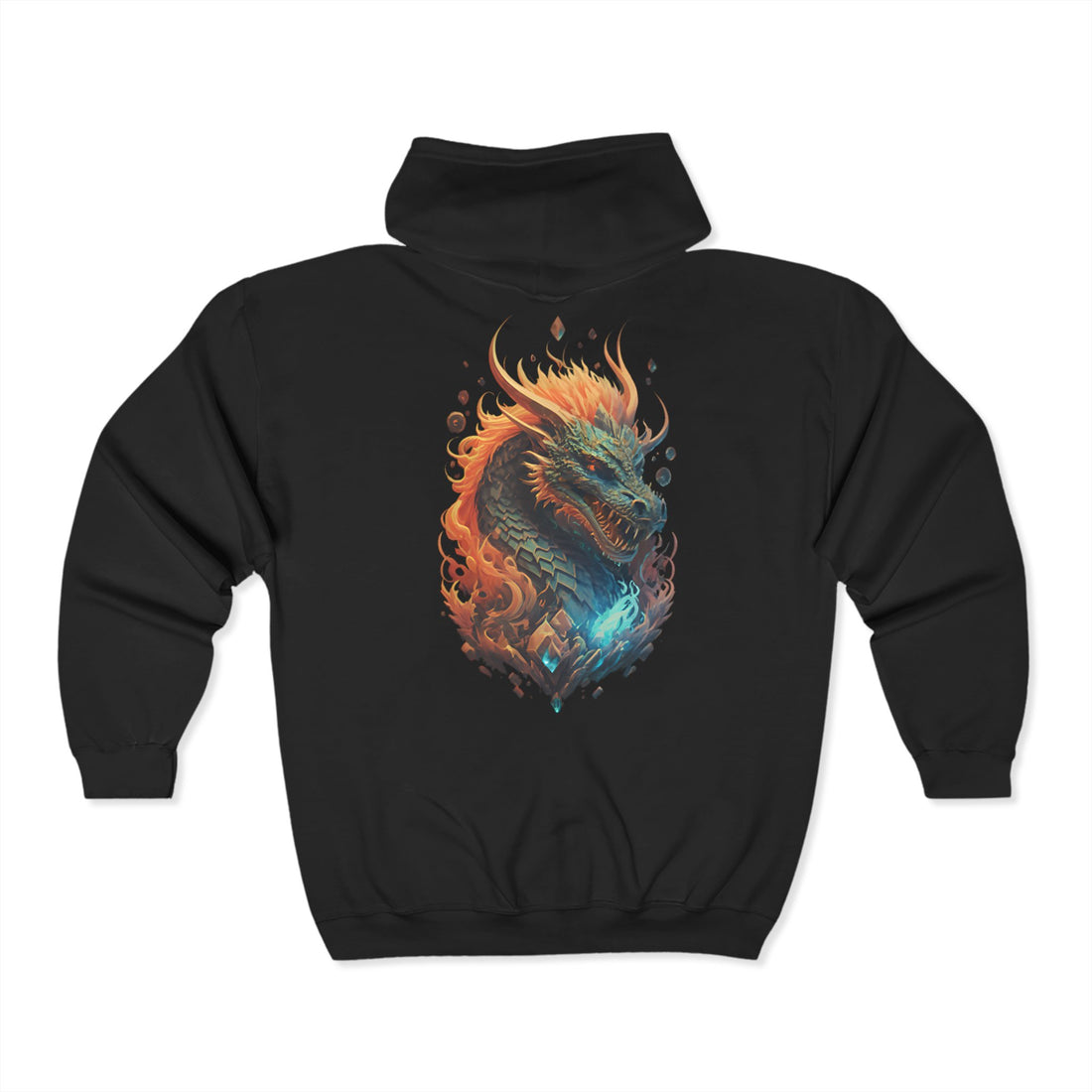 Celestial Dragon Flames Zip Up Hoodie