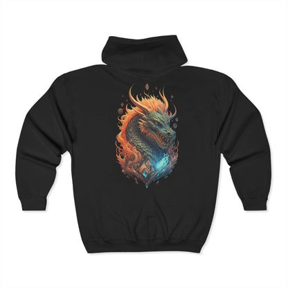 Celestial Dragon Flames Zip Up Hoodie