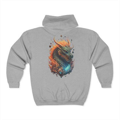 Celestial Dragon Flames Zip Up Hoodie